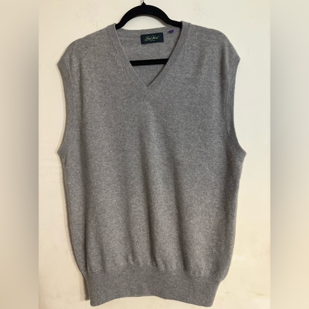 VINTAGE SEA ISLAND CASHMERE VEST GRAY WINTER SIZE L